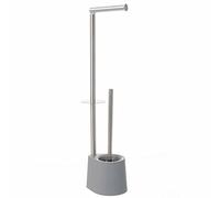 TIENDA EURASIA - Escobillero y Portarrollo para Baño, Portarrollos y Escobillero de Acero Inoxidable y Plástico, Tamaño 16 x 13 x 65 cm