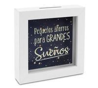 TIENDA EURASIA - Hucha de Madera | Cuadrada | Blanco | Madera y Acrílico Transparente | 11x11x14.5 cm | Huchas Originales (Grandes Sueños)