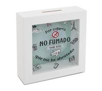 TIENDA EURASIA - Hucha de Madera | Cuadrada | Medidas 15x5x15 cm | Madera y Acrílico Transparente | Huchas Originales (por cigarro no fumado)