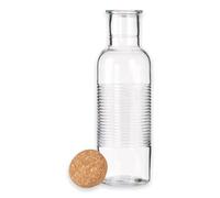 TIENDA EURASIA - Jarra de Agua Cristal Con Tapa de Corcho, Diseño Original, Botella de 1 Litro, 8,5 x 8,5 x 29,5 cm