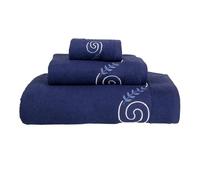 TIENDA EURASIA - Juego de Toallas de Baño | 3 Piezas| Medidas 30x50 cm 50x100 cm y 100x150 cm | Modelo Formentera | Lavable a máquina a 40°C | 500 g de 100% Algodón (Azul Marino)