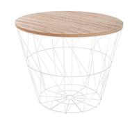 TIENDA EURASIA Mesa Auxiliar Nordica - Mesas Auxiliares de Centro - Estructura Metalica y Tapa de Madera Extraible - Ideal para Combinar en Salones y Dormitorios (D 38 x H 30,5 cm, White)