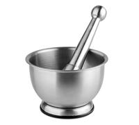 TIENDA EURASIA - Mortero + Mazo Inoxidable | con Base de Silicona para mejor Sujeción | Plateado | Material Acero Inoxidable | Medidas 13x8 cm | Mortero Cocina | Diámetro 13 cm