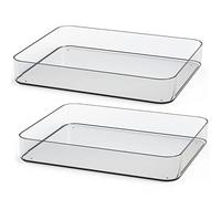 TIENDA EURASIA - Pack de 2 Bandejas Organizadoras, Caja Organizadora Transparente, Organizadores Apilables, Caja Almacenaje Plastico Transparente para Cajones, Baño, Cocina (32 x 25 x 5 cm)