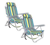 TIENDA EURASIA® Pack de 2 Sillas de Playa Plegables - Respaldo Reclinable a 4 Posciones - Estructura Aluminio y Textileno - 60 x 59 x 85.5 cm