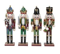 TIENDA EURASIA - Pack de 4 Muñecos Cascanueces Navidad, Soldaditos de Madera, Decoracion Navidad, Todos los Soldados Cascanueces Poseen Accionador de Boca, Muñecos Navidad Decoracion (Modelo 1)