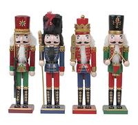 TIENDA EURASIA - Pack de 4 Muñecos Cascanueces Navidad, Soldaditos de Madera, Decoracion Navidad, Todos los Soldados Cascanueces Poseen Accionador de Boca, Muñecos Navidad Decoracion (Modelo 2)