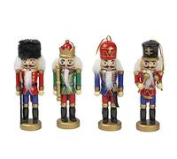 TIENDA EURASIA - Pack de Muñecos Cascanueces Navidad, Soldaditos de Madera, Decoracion Navidad, Todos los Soldados Cascanueces Poseen Accionador de Boca, Muñecos Arbol Navidad (Pack de 4)