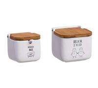 TIENDA EURASIA® Pack de Salero y Azucarero de Cerámica con Tapa - Diseño Sal de mi Vida y Momentos Dulces