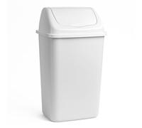 TIENDA EURASIA - Papelera con Tapa Basculante, Cubo de Basura 50 Litros, Papelera para Baño, Oficina, Cocina, Cubo Basura Tamaño 40 x 35 x 68 cm (Blanco)