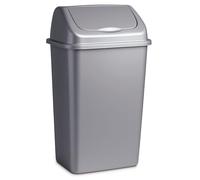 TIENDA EURASIA - Papelera con Tapa Basculante, Cubo de Basura 50 Litros, Papelera para Baño, Oficina, Cocina, Cubo Basura Tamaño 40 x 35 x 68 cm (Plata)