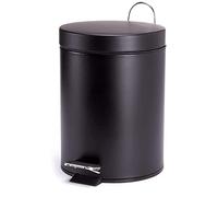 TIENDA EURASIA - Papelera de Baño con Pedal, Papelera Oficina con Cubo Extraible, Papelera Escritorio Fabricada en Acero Inoxidable, Papelera de 3l, Cubo de Basura de ø17 x 25 cm (Black)