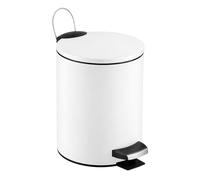 TIENDA EURASIA - Papelera de Baño Metálica 3L | Acero Inoxidable | Tapa Basculante con Pedal | 16.8x23.5 cm | Cubo de Basura Compacto, Resistente y Elegante (Blanco)