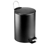 TIENDA EURASIA - Papelera de Baño Metálica 3L | Acero Inoxidable | Tapa Basculante con Pedal | 16.8x23.5 cm | Cubo de Basura Compacto, Resistente y Elegante (Negro)