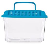 TIENDA EURASIA® Pecera de Plastico Resistente con Asas y Tapa Desmontable - Pecera Rectangular Transparente y Tapa de Color - Medida (24 x 17 cm, Azul)