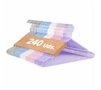 TIENDA EURASIA - Perchas de Ropa de Metal | Pack de 240 Unidades | Resistente a la Humedad | Ideal para Organizar la Ropa | Medidas 40.6x20.5 cm | Peso Máximo Permitido 5 Kg (Colores)