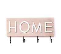 TIENDA EURASIA® Perchero Pared de Madera con Ganchos Metalicos - Diseño Moderno Nordico Adaptable a Cualquier Ambiente (Home 4G - 40 x 22 cm)