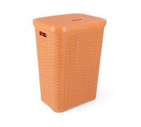 TIENDA EURASIA - Pongotodo | Cesto con Tapa | Cubo para la Colada | Capacidad: 60 Litros | Cesta para Ropa Sucia | 34 x 43 x 63 cm (Naranja)