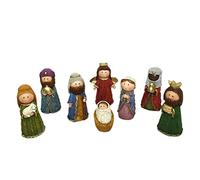 TIENDA EURASIA - Portal de Belen de Navidad Completo con 8 Figuritas, Que Incluye a Jesús, María, José, los Tres Reyes Magos, Angel y Pastor, Tamaño aproximado 12 cm