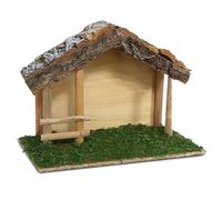 TIENDA EURASIA - Portal de Belén, Pesebre vacío para Figuras de Belén Navideño, Diseño Realista, con Tejado, 4 Modelos Distintos, Decoración Navideña, Belén (Madera con Musgo 30x15x23 cm)