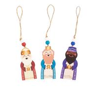 TIENDA EURASIA - Reyes Magos | Medidas Colgantes 4.3x0.3x10 cm y Figuras 3M 4.2x3x16 cm | Material Madera | Multicolor | Decoracion Navidad (Colgantes Reyes Magos)