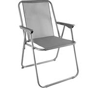 TIENDA EURASIA® Silla de Playa Plegable con Reposabrazos - Estructura de Acero Resistente - Asiento de Lona Impermeable - Estampado a Rayas - 75 x 53 x 43 cm - Ideal para Playa o Camping (Grey)