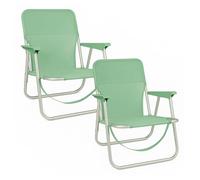 TIENDA EURASIA - Silla Playa Plegable | Pack de 2 Uds | Estructura de Aluminio y Textileno | Medidas 54x54x25/63 cm | Color Verde Agua | Peso Máximo Permitido 90Kg | Altura del Asiento 25 cm
