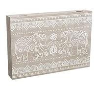 TIENDA EURASIA® Tapa de Contador de Luz Diseño Nórdico - Cubre Contador Eléctrico de Madera 46 x 7 x 32 cm (Elefantes)