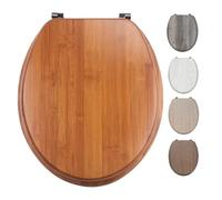 TIENDA EURASIA® Tapa de WC Universal - Diseño Efecto Madera - Tapa Fabricada en MDF con Bisagras de Acero Inoxidable - Medida 43,5 x 37,5 cm (140484 - Bambu)