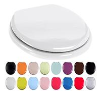 TIENDA EURASIA - Tapa WC Semidura con Bisagras de Acero - Tapadera Universal de 43,5 x 37,5 cm de Madera de Densidad Media para Inodoro (Blanco)