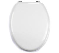 TIENDA EURASIA - Tapa WC Universal de Madera Blanca Con Bisagras de Acero INOX, Medida 43,5 x 37,5 cm