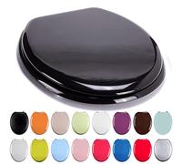 TIENDA EURASIA - Tapa WC Universal Semidura, Bisagras de Acero, 43,5 x 37,5 cm, Madera de Densidad Media, Tapadera Inodoro (Negro)