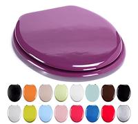 TIENDA EURASIA - Tapa WC Universal Semidura, Bisagras de Acero, 43,5 x 37,5 cm, Madera de Densidad Media, Tapadera Inodoro (Morado)