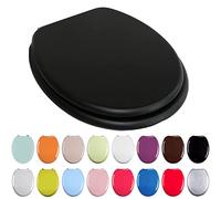 TIENDA EURASIA - Tapa WC Universal Semidura, Bisagras de Acero, 43,5 x 37,5 cm, Madera de Densidad Media, Tapadera Inodoro (Negro Mate)