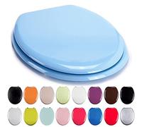 TIENDA EURASIA - Tapa WC Universal Semidura, Bisagras de Acero, Tapadera Universal de 43,5 x 37,5 cm, Madera de Densidad Media, Tapa Inodoro (Azul Claro)