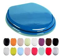 TIENDA EURASIA - Tapa WC Universal Semidura, Bisagras Tapa WC de Acero, Tapa de baño Universal de 43,5 x 37,5 cm, Madera de Densidad Media, Tapa Inodoro (Azul-140015)