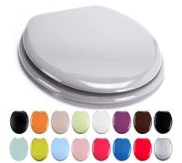 TIENDA EURASIA - Tapa WC Universal Semidura de Madera de Densidad Media, Bisagras de Acero, 43,5 x 37,5 cm, Tapadera Inodoro (Gris)