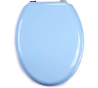 TIENDA EURASIA - Tapa WC Universal, Tapa de WC de Madera Color Azul Claro, Tapadera de WC con Bisagras de Acero INOX, Tapa WC Medida 43,5 x 37,5 cm