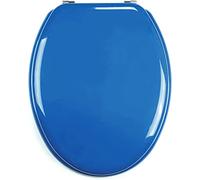 TIENDA EURASIA - Tapa WC Universal, Tapa de WC de Madera Color Azul Marino, Tapadera de WC con Bisagras de Acero INOX, Tapa WC Medida 43,5 x 37,5 cm