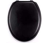 TIENDA EURASIA - Tapa WC Universal, Tapa de WC de Madera Color Negro Mate, Tapadera de WC con Bisagras de Acero INOX, Tapa WC Medida 43,5 x 37,5 cm