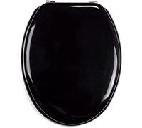 TIENDA EURASIA - Tapa WC Universal, Tapa de WC de Madera Color Negro, Tapadera de WC con Bisagras de Acero INOX, Tapa WC Medida 43,5 x 37,5 cm