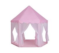 Tienda Hexagonal de Princesa Infantil con banderines, casa de Juego Castillo for niñas, espaciosa(Rosado)