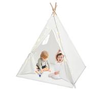 Tienda infantil cabaña juegos dormitorio - tienda de 3 niños, algodón lino, 120 x 120 x 140 cm, con guirnalda luminosa, alfombra de hogar, interior, exterior, plegable, para niñas, niños, 1 a 12 años