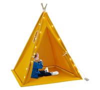 Tienda infantil Tipi con guirnalda luminosa de algodón y lino, juego de 120 x 120 x 140 cm