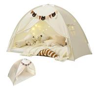 Tienda para Cama, Dosel para Cama Litera con Banderitas de Colores, Tienda para Dormir Transpirable, Tienda de Juego Portátil para Cumpleaños, Espacio Privado Casita de Sueños