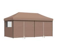 Tienda Pop-up plegable con 4 paredes laterales H Marrón Oxford Acero | Refugio residencial, techo lavable, acceso con cremallera, montaje instantáneo, uso patio jardín terraza