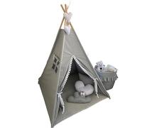 Tienda Tipi Infantil con Colchoneta y Cojines - Tienda de Campaña Niños Estable con Alfombra Suave y 3 Cojines - Tienda de Algodón para Interior y Exterior - Tienda Infantil Interior