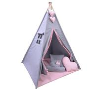 Tienda Tipi Infantil con Colchoneta y Cojines - Tienda de Campaña Niños Estable con Alfombra Suave y 3 Cojines - Tienda de Algodón para Interior y Exterior - Tienda Infantil Interior
