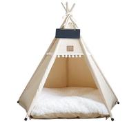 Tienda Tipi para Mascotas con cojín, Cama portátil Lavable para Perros y Gatos de 24 Pulgadas para Mascotas de Menos de 7kg