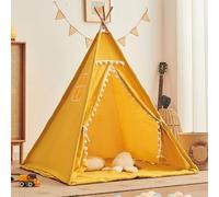 Tienda Tipi, Tipi Infantil, Campaña Infantil Canvas Tipi de algodón, Anti-colapso - Ventana Lateral, Casita Infantil Moderna y Duradera para Jugar y Descansar en Casa (F, 1.6CM)